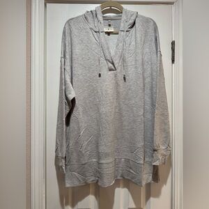 Lou & Grey Oversized Lightweight Sweatshirt Hooded - Gray - Large